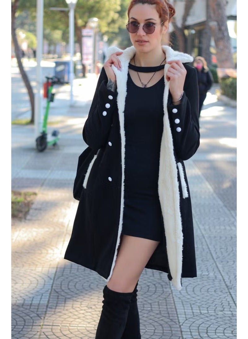 Barbora Winter Casual Cashmere Women's Coat BT306BLACK8 - Image 1